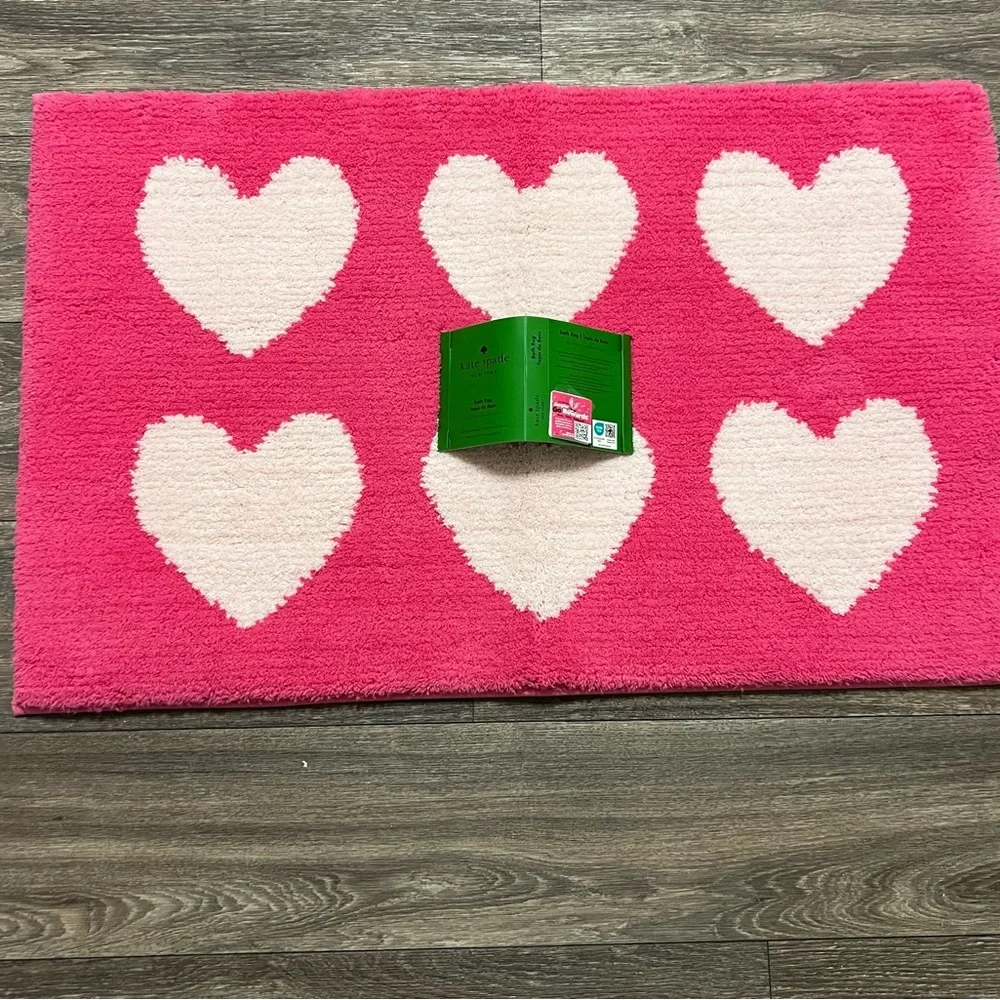 Kate Spade New York Hot Pink/Barbie Pink Heart Bath Rug